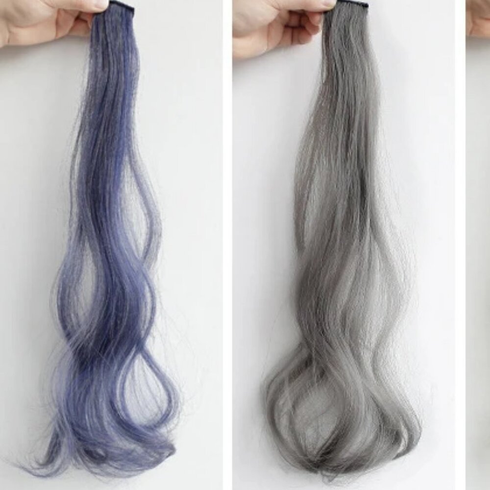 Hair Extension 55cm Synthetic Hairclip Pink & Blue / Hair Extension Set of 2 - Picture 3 of 7